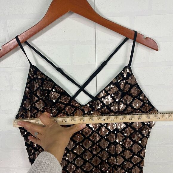 Papaya Womens Mini Sequin Dress Size Large Black Pink Homecoming Bodycon Sexy - Picture 5 of 13